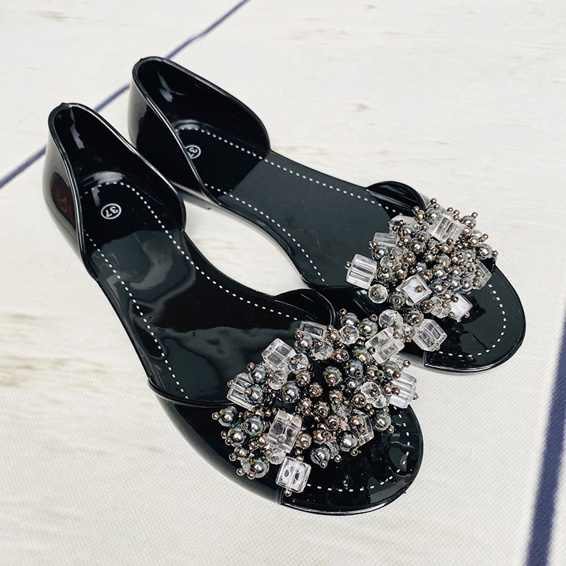 China Fashion Jelly Lady Sandals Plastic Crystal Slip On Shoes Women