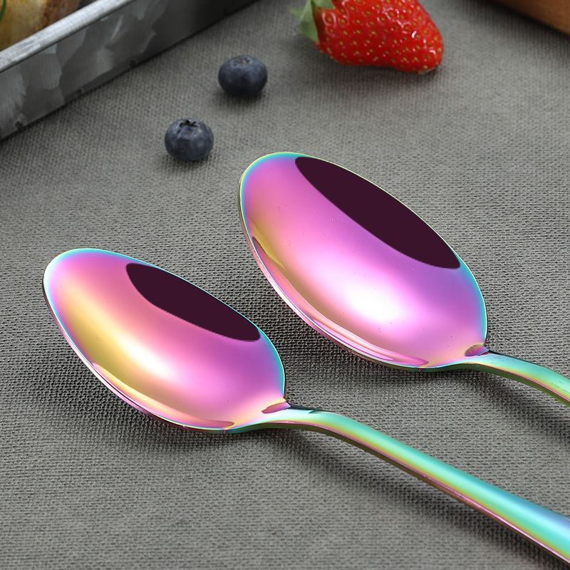 Multicolored Silverware Set Colorful PVD Stainless Steel Cutlery Rainbow Flatware Spoon And Fork