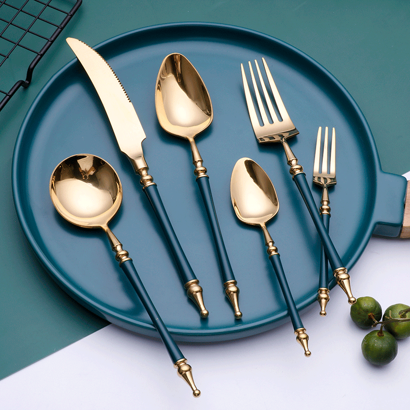 Luxury Gold Stainless Steel 304 Tableware Set Wedding Dinner Knife Spoon Fork Cutlery Set