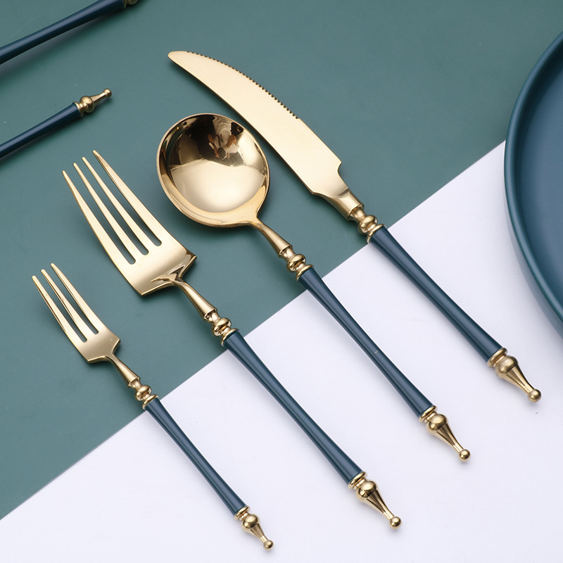 Luxury Gold Stainless Steel 304 Tableware Set Wedding Dinner Knife Spoon Fork Cutlery Set