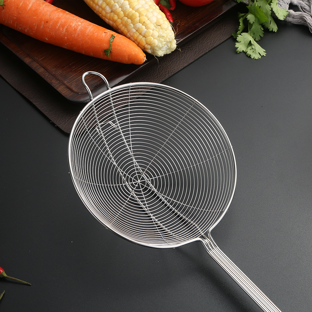 Stainless Steel Pasta Mesh Oil Strainer With Hooker Colander Kitchen Spider Skimmer