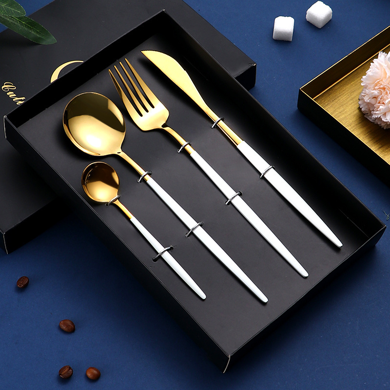 4 Pieces Portuguese Stainless Steel Cutlery Set With Gift Box Knife Fork Spoon Set