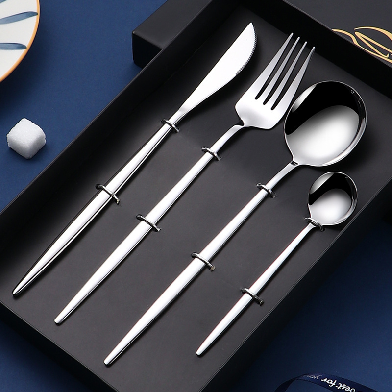 4 Pieces Portuguese Stainless Steel Cutlery Set With Gift Box Knife Fork Spoon Set