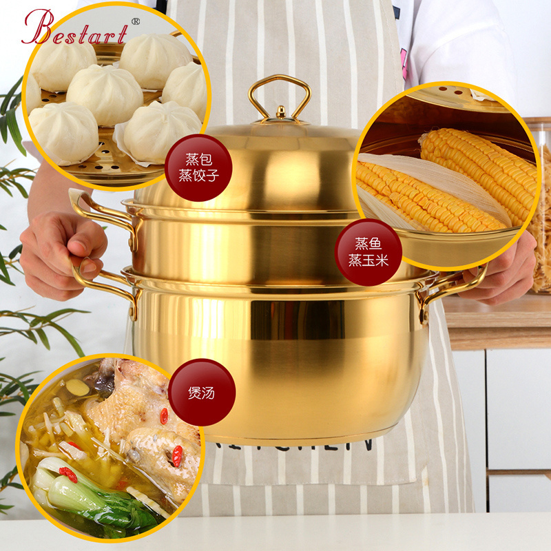 ODM/OEM Top Seller Stainless Steel 3 Layers Food Steamer Basket Soup Cooking Pots