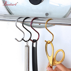 Wholesale metal S hook Multifunctional  kitchen stainless steel free punching double head Hanging hook