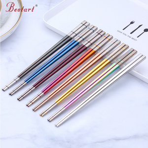 kitchen Accessories Stainless Steel Metal Tableware Mirror Polished  Noodles Sushi Custom Chopsticks