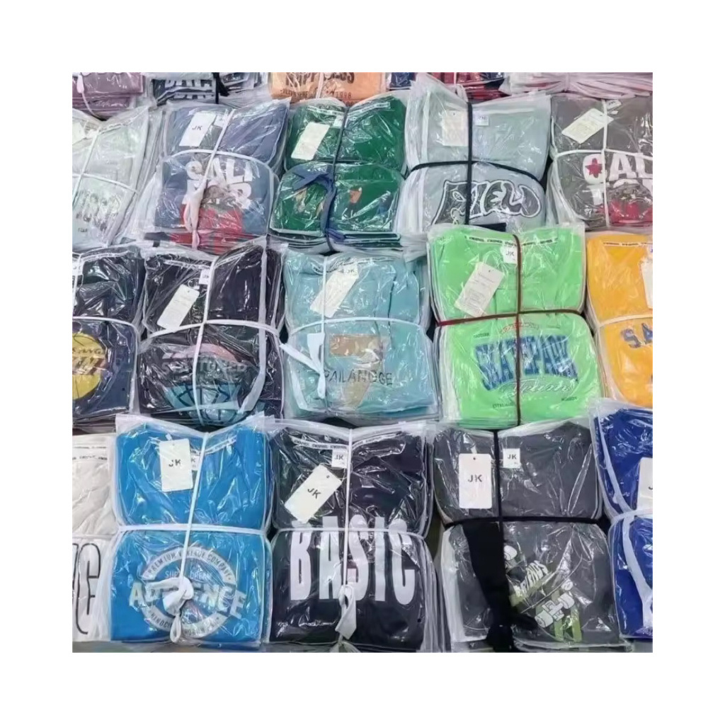 2024 Fashion Stock Lot  Men's Cotton T-shirt Bales Brand New Summer Cotton Short-sleeve Bales