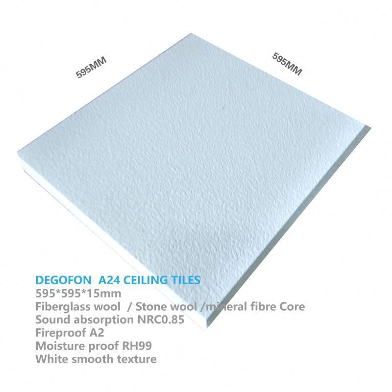 Stick in ceiling tile fiberglass panels glue sound absorbing panel 600x1200x40mm