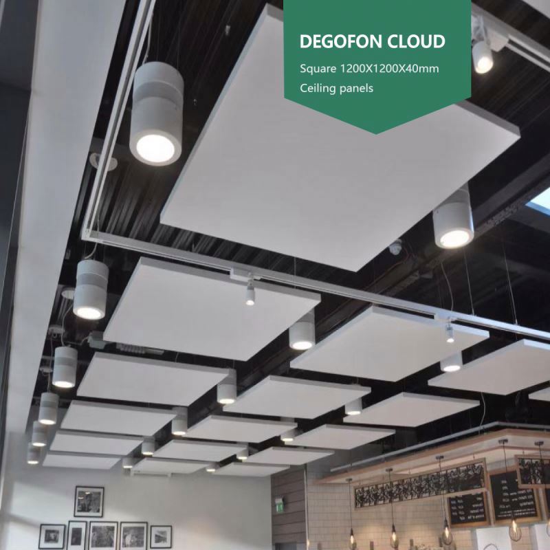 Acoustic fabric wrapped noise sound baffle panel for ceiling commercial building