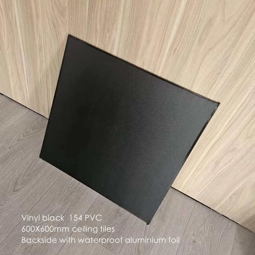 gypsumceiling  tile plaster ceiling material board false  square edge 600*600mm NRC 0.65 with ceiling grid system