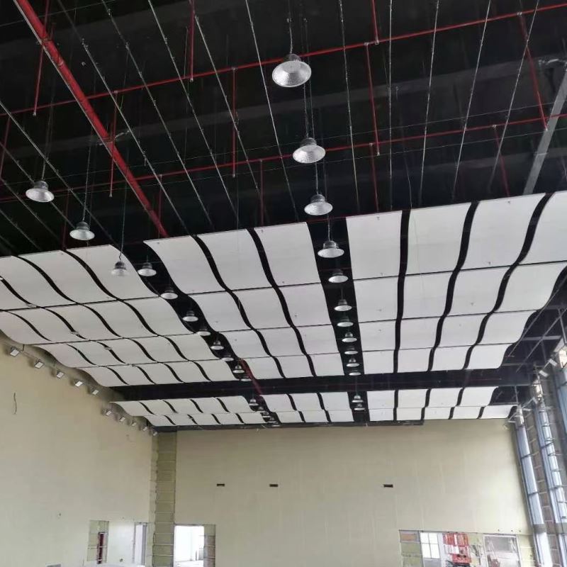 Acoustic fabric wrapped noise sound baffle panel for ceiling commercial building