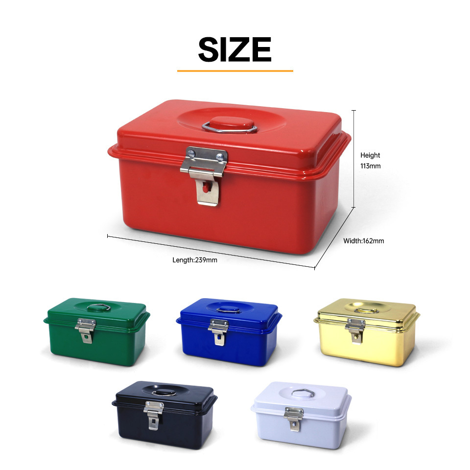 JYB classic modern rectangle handle Metal Food Container Kitchen home tool storage boxes&bins with lock