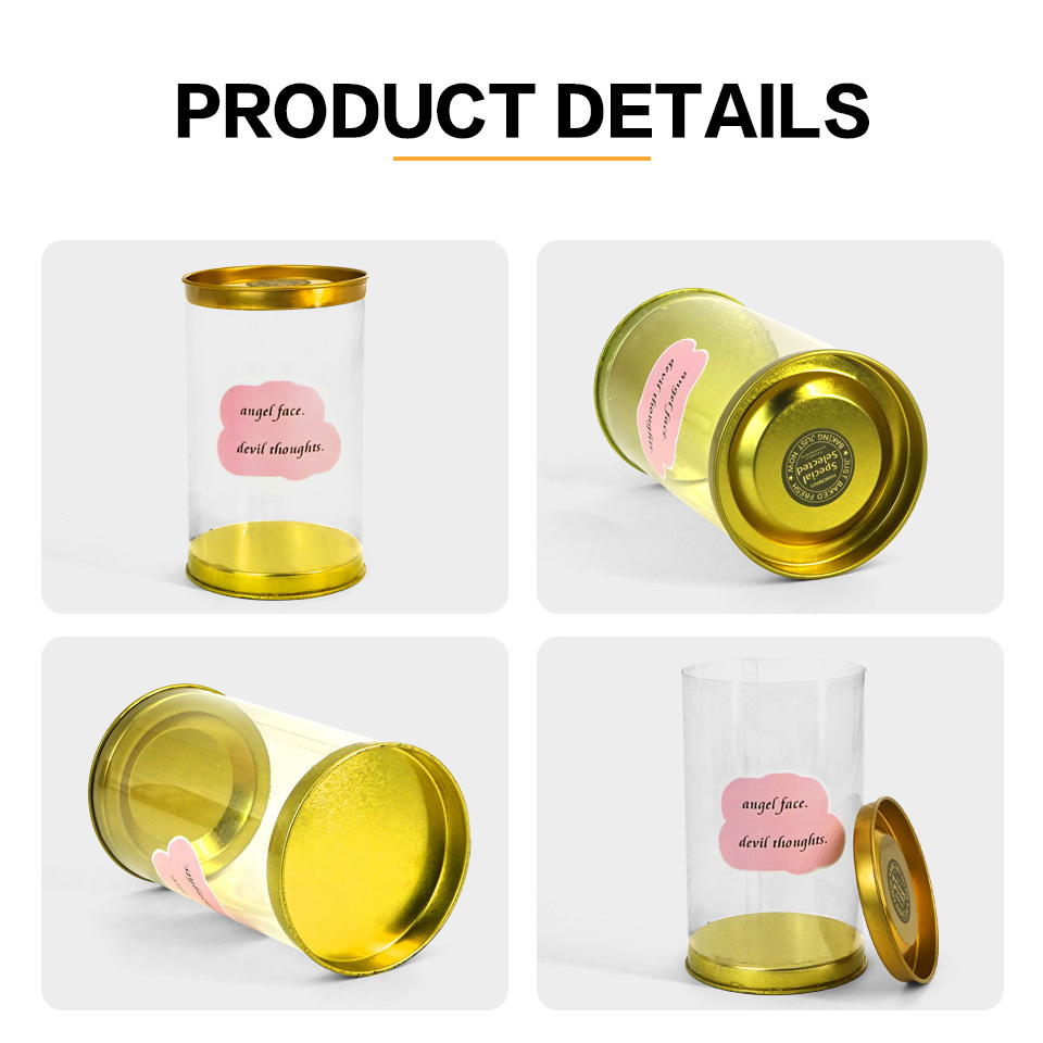 JYB Hot selling transparent PET/pvc clear plastic candy chocolate cookie cosmetic gift boxes packaging tin tube