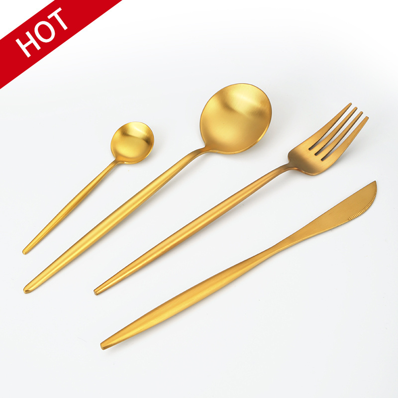 Buyer Star Bulk 24pcs Table Cutlery Stainless Steel 18/10 Spoon and Fork Gold Polished Silverware Flatware Set