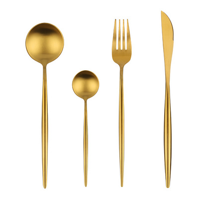 Buyer Star Bulk 24pcs Table Cutlery Stainless Steel 18/10 Spoon and Fork Gold Polished Silverware Flatware Set