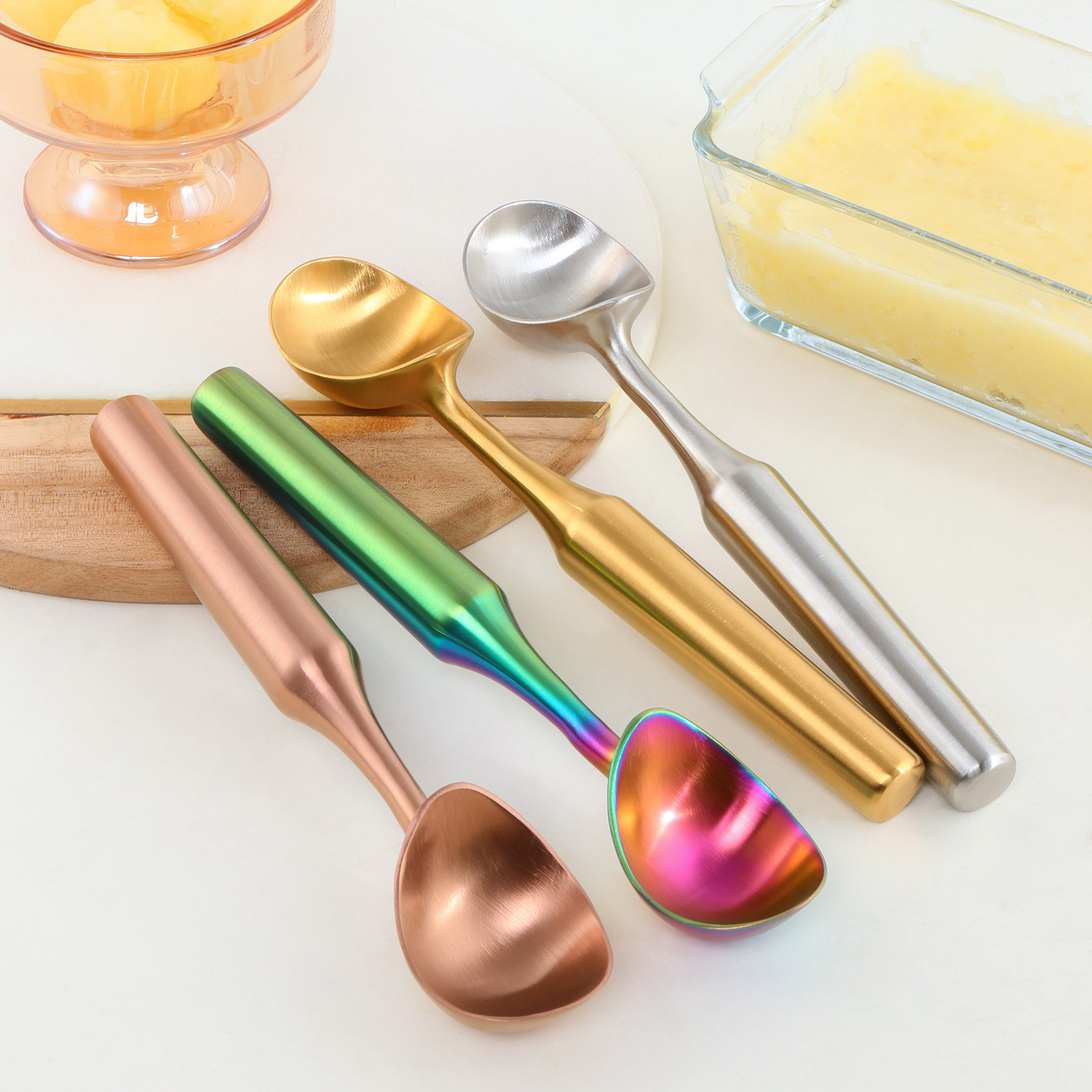 New kitchenware Ice Cream Tools Ice Creem Spoon Ball Maker Non-Slip Icecream Scoops Stainless Steel Ice Cream Scoop