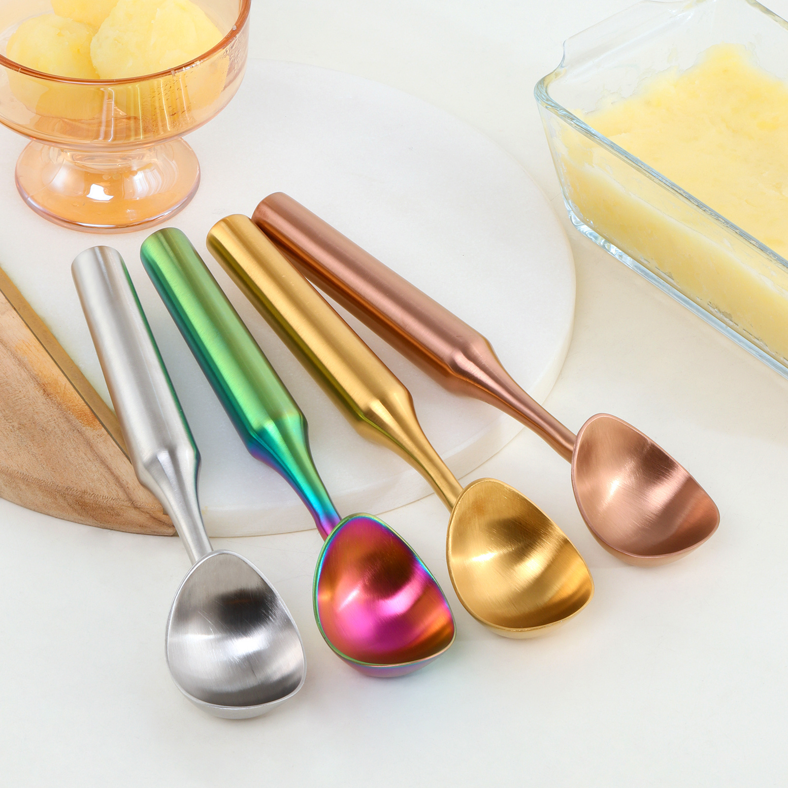 New kitchenware Ice Cream Tools Ice Creem Spoon Ball Maker Non-Slip Icecream Scoops Stainless Steel Ice Cream Scoop