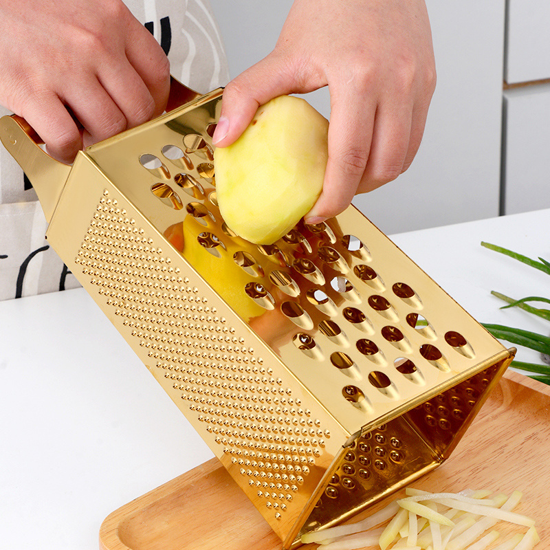 High Quality Kitchen Accessories 4 Sides Multifunctional Stainless Steel Food Slicer Food Box Grater With Handle