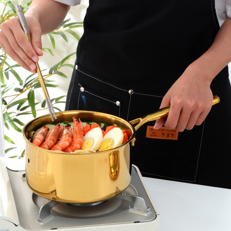 New Design 4 Colors Metal Soup Mike Cooking Pan Stainless Steel Titanium Boiling Pot with Lid