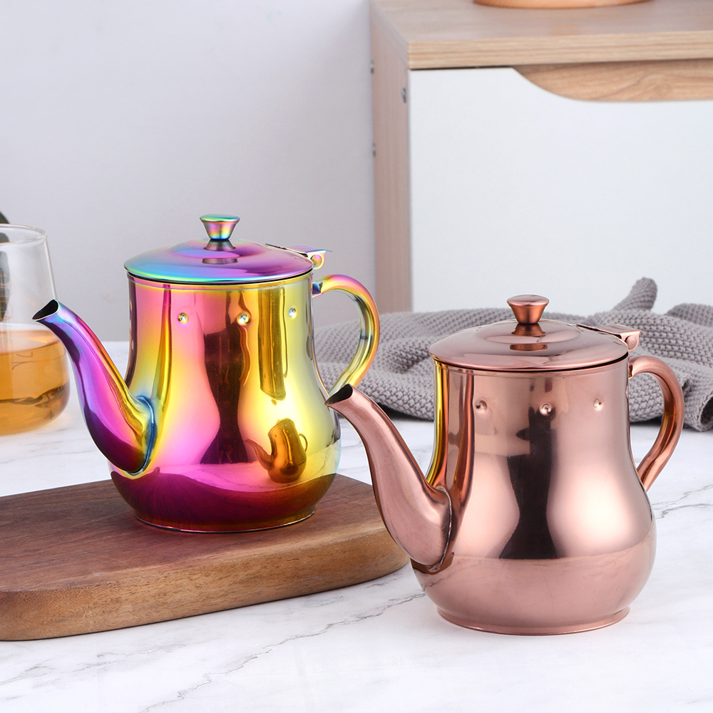 Kettle Kettles PVD Titanium Color Metal Coffee Kettle Cold Water Fruit Juice Teapot Stainless Steel Ounce Pot