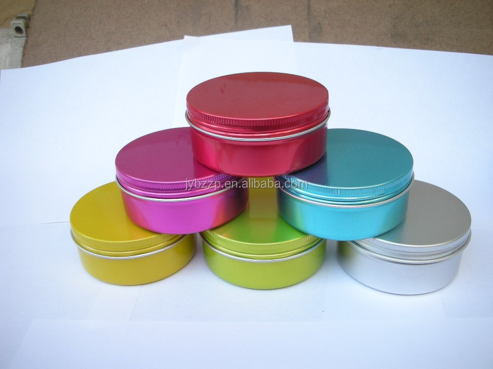 screw top aluminum container for shoe polish, round aluminum can for soap