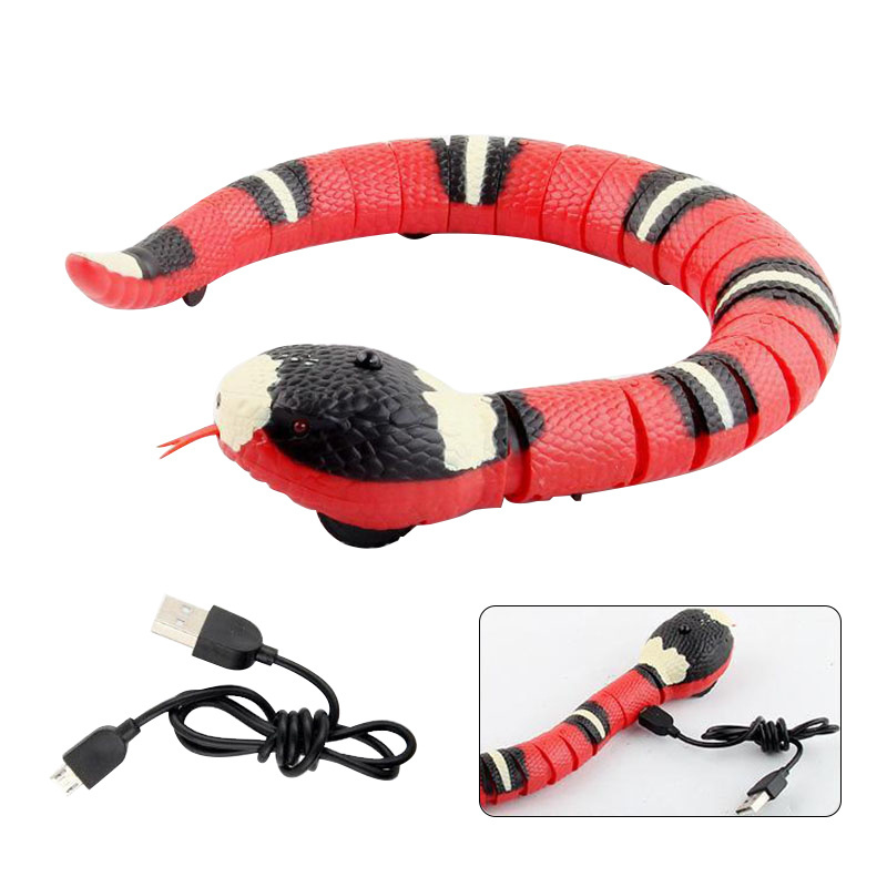 Funny Electric Smart Sensing Snake Creative Smart Sensing Cat Toys Electric Snake Automatic USB Rechargeable Realistic Pet Toy