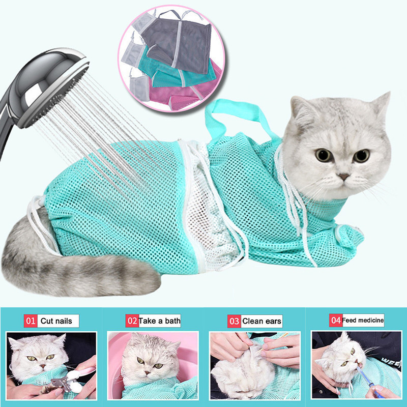 Cat Grooming Bath Bag Cat Supplies Trimming Injecting Anti Scratch Bite Restraint Washing Bags For Pet Bathing Nail