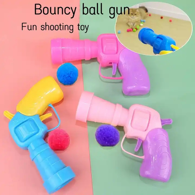 wholesale pet cat accessories products dog interactive plush rolling ball set gun shooting cat toys