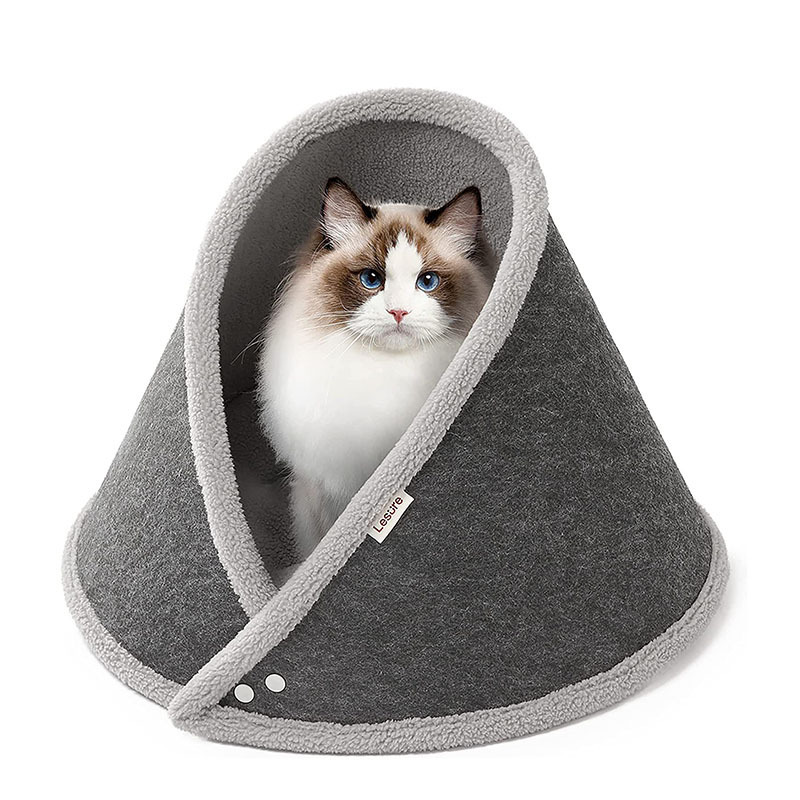 Pet Dog Bed Camping Tents Kennel Pet Felt Cave Warm Felt Cat House Cat Litter Mat Warm Removable Washable Kennel Cat Tent