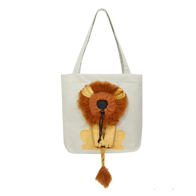 Outwardly small lion shape shoulder bag cat and dog small pet canvas outdoor handbag pet bag