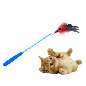 Cat Teaser Wands Three-section Telescopic Fishing Pole Wand Kitten Funny Catcher Teaser Stick Rod Interactive Stick Teaser Toys