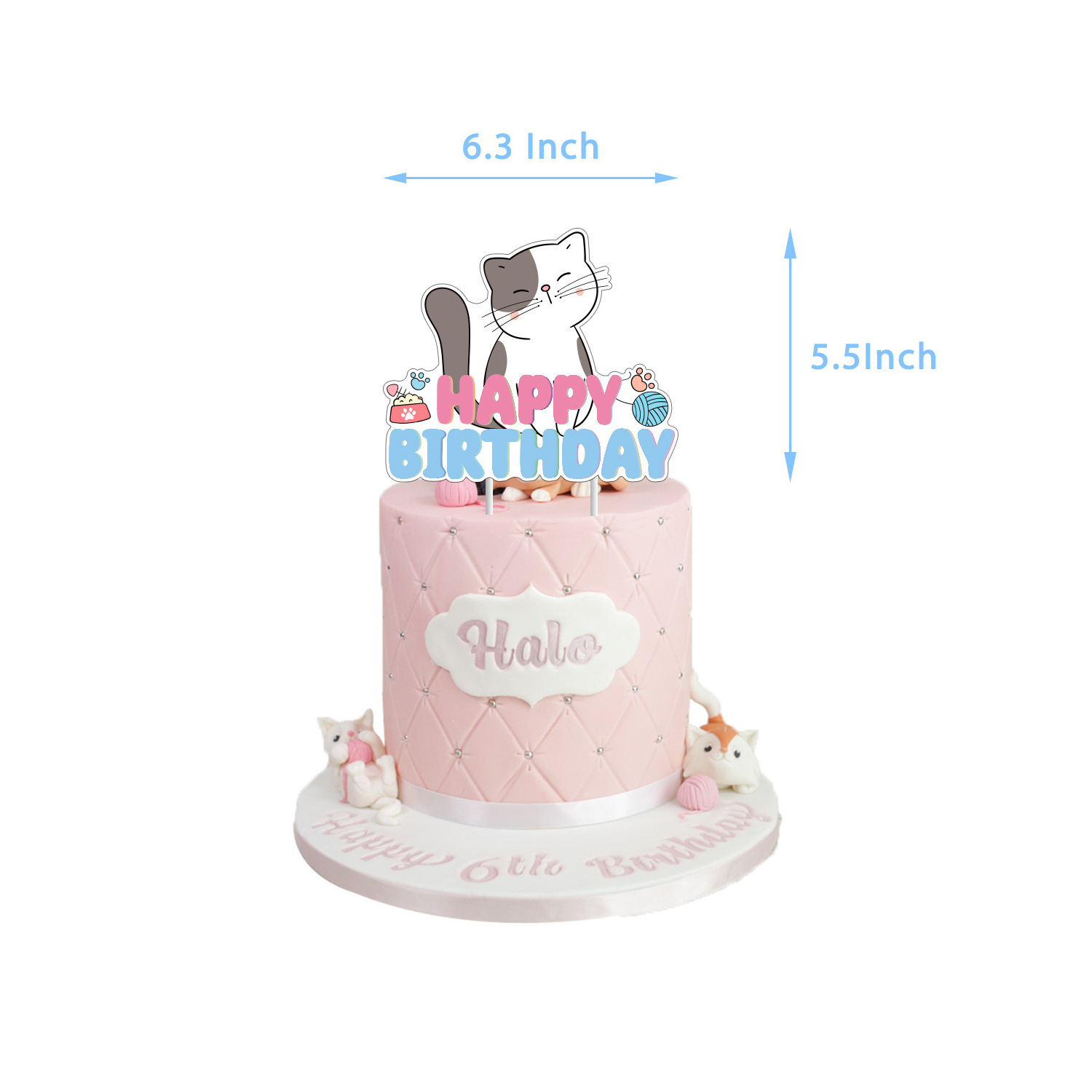 Cat themed party flag pulling cake insertion elastic hanging card balloon set birthday party decoration items