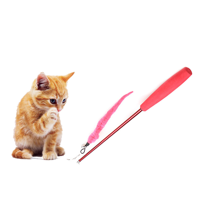 Cat Teaser Wands Three-section Telescopic Fishing Pole Wand Kitten Funny Catcher Teaser Stick Rod Interactive Stick Teaser Toys