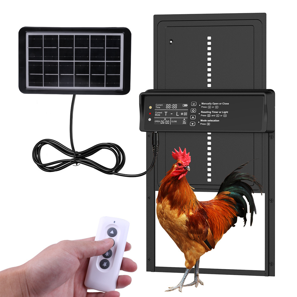 Solar Powered Chicken Door Opener Automatic Chicken Coop Door Timer Control Aluminum Coop Door