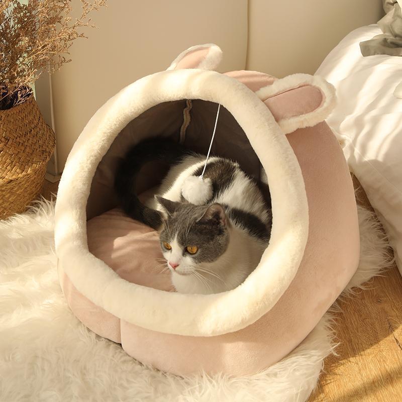 Pet Cats Dogs Soft Kennel Plush Warm Deep Sleep Moisture Absorption and Breathable Cat and Dog Thick Yurt Semi-Enclosed Kennel