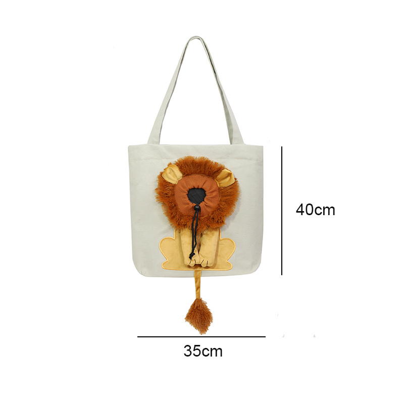 Outwardly small lion shape shoulder bag cat and dog small pet canvas outdoor handbag pet bag