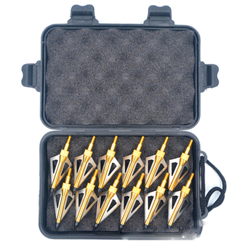 Archery Arrowheads 3 Fixed Blade Hunting Broadheads Metal Archery Arrow Tips with Box for Compound Bow