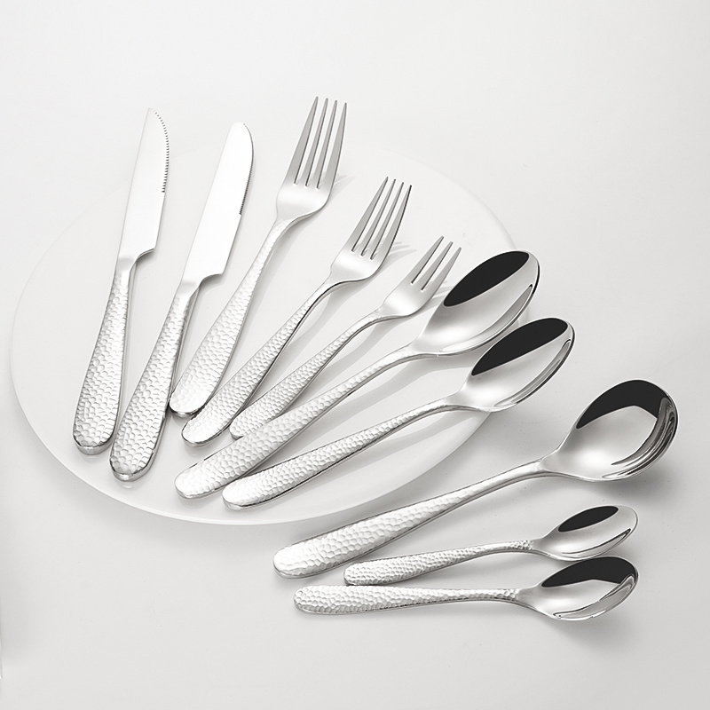 bulk gold flatware sets stainless steel cutlery set Hotel restaurant fork knife and spoon Full set High Mirror Polish