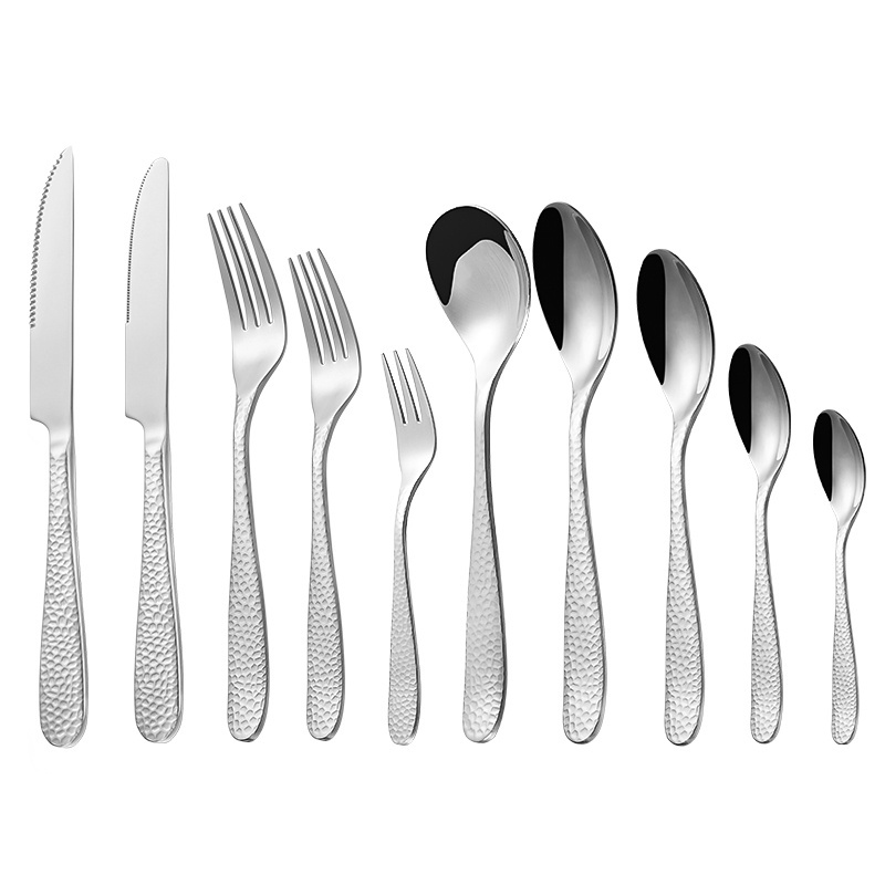 bulk gold flatware sets stainless steel cutlery set Hotel restaurant fork knife and spoon Full set High Mirror Polish