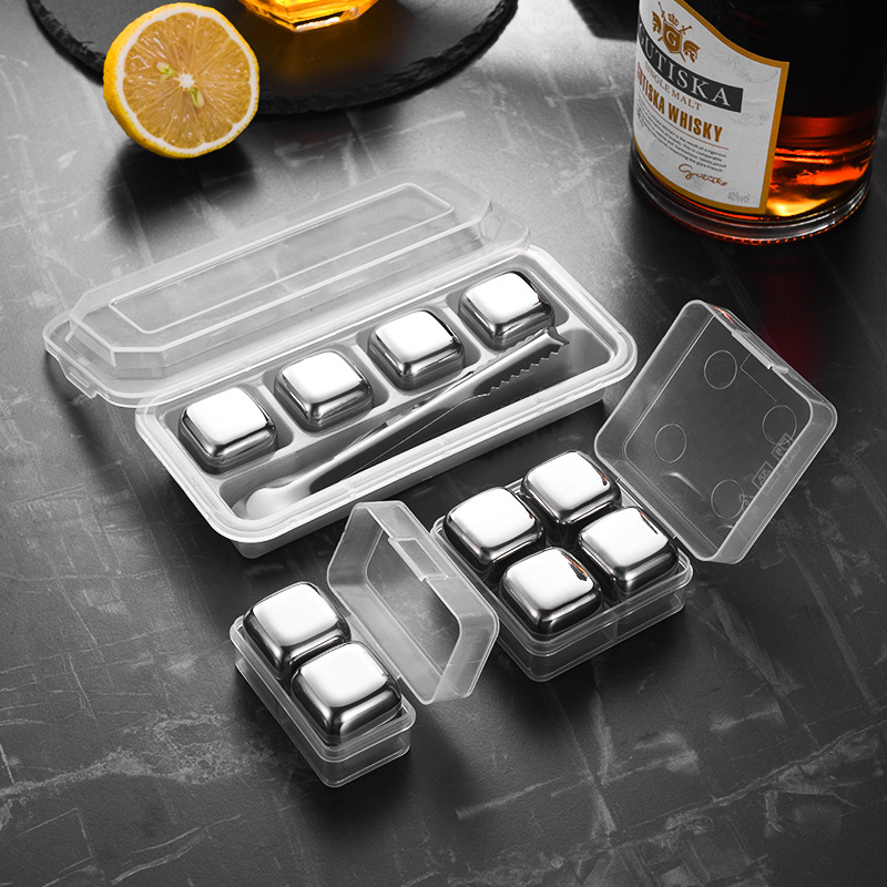 Summer hot sales Reusable Chilling Whiskey Stones stainless steel beer ice stone 18/10 Square Whiskey Ice Cube