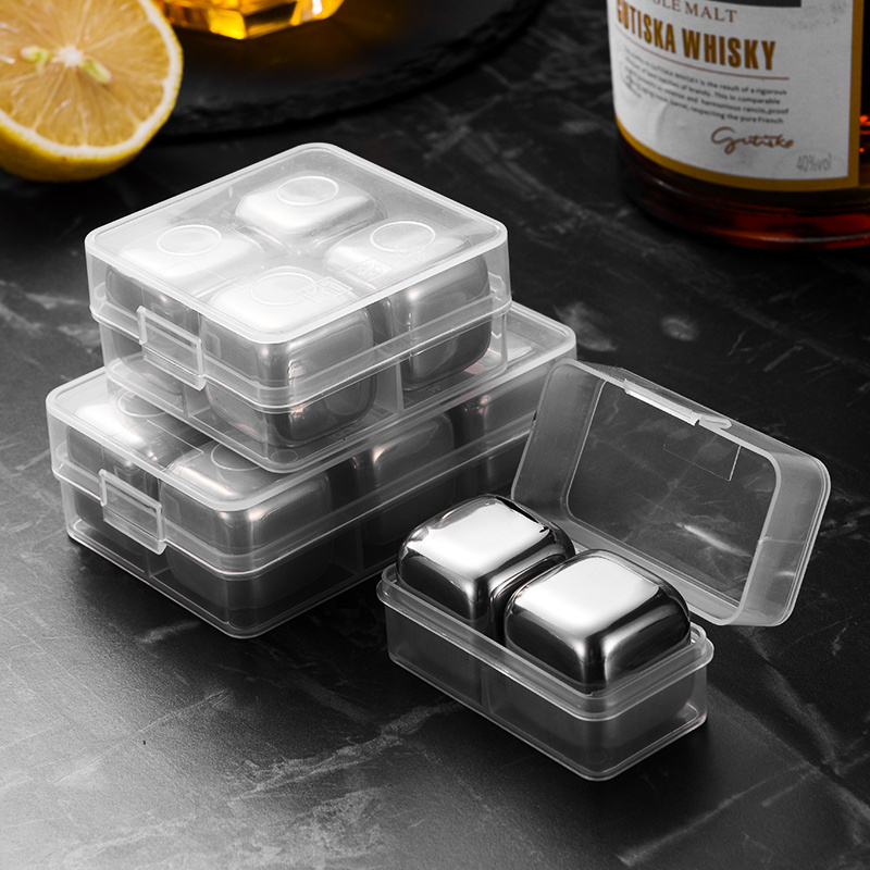 Summer hot sales Reusable Chilling Whiskey Stones stainless steel beer ice stone 18/10 Square Whiskey Ice Cube