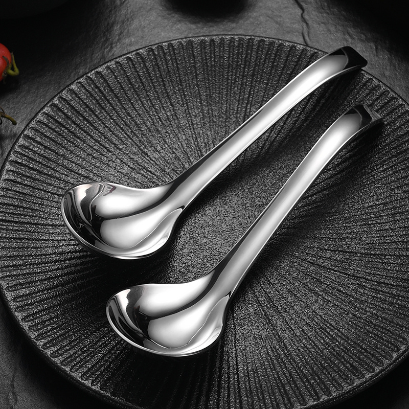 Customizable 2024 New products high quality soup spoon 18/8 stainless steel round head serving spoon for noodle soup