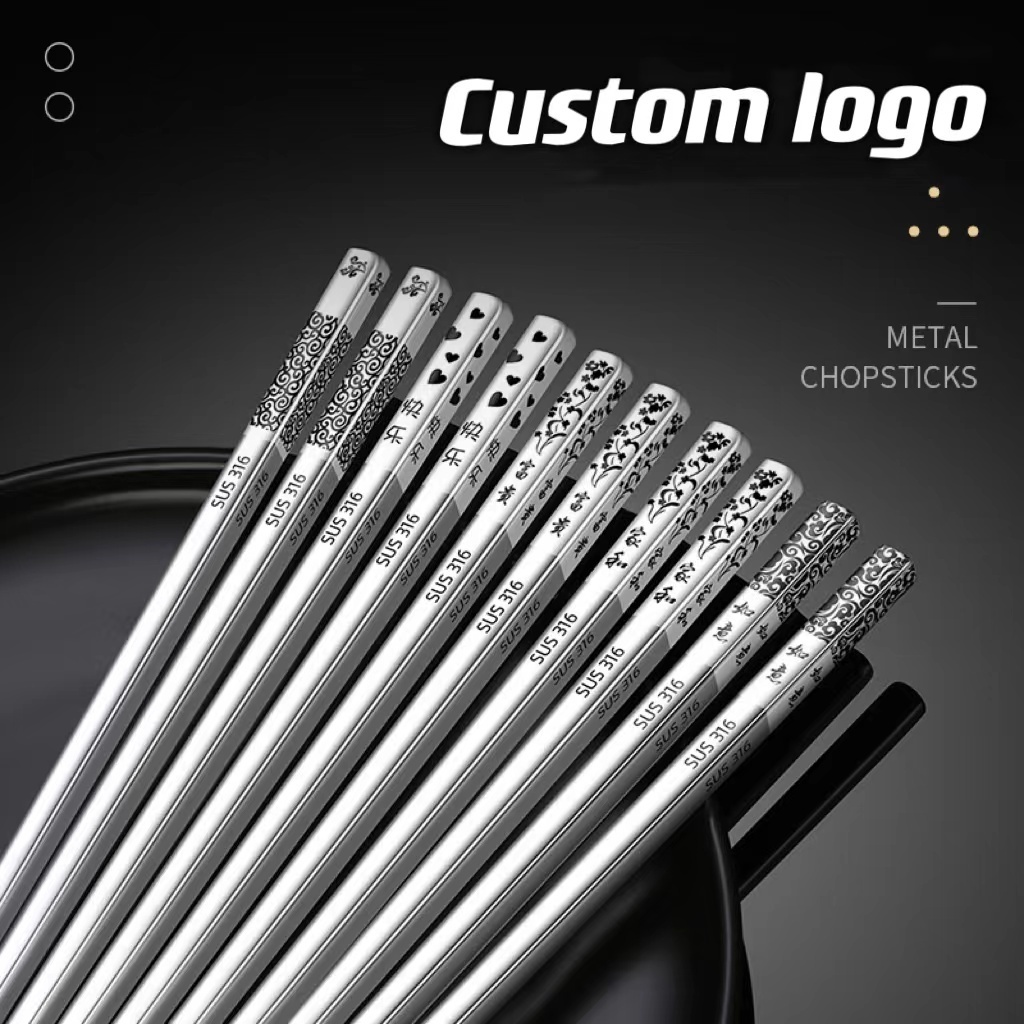 Factory supply high quality Chinese chopsticks set logo 316L custom chopsticks stainless steel chopsticks