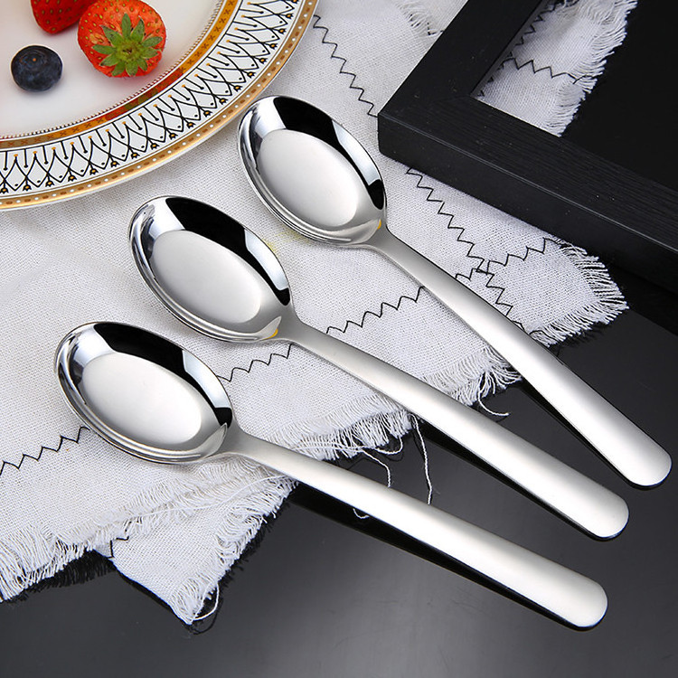 Wholesale high quality flatware customized logo silver scoop stainless steel 304 scoop with round handle