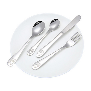 Hot sales Cartoon flatware Bear knife spoon fork flatware set Stainless Steel 18 10 Cutlery set for child