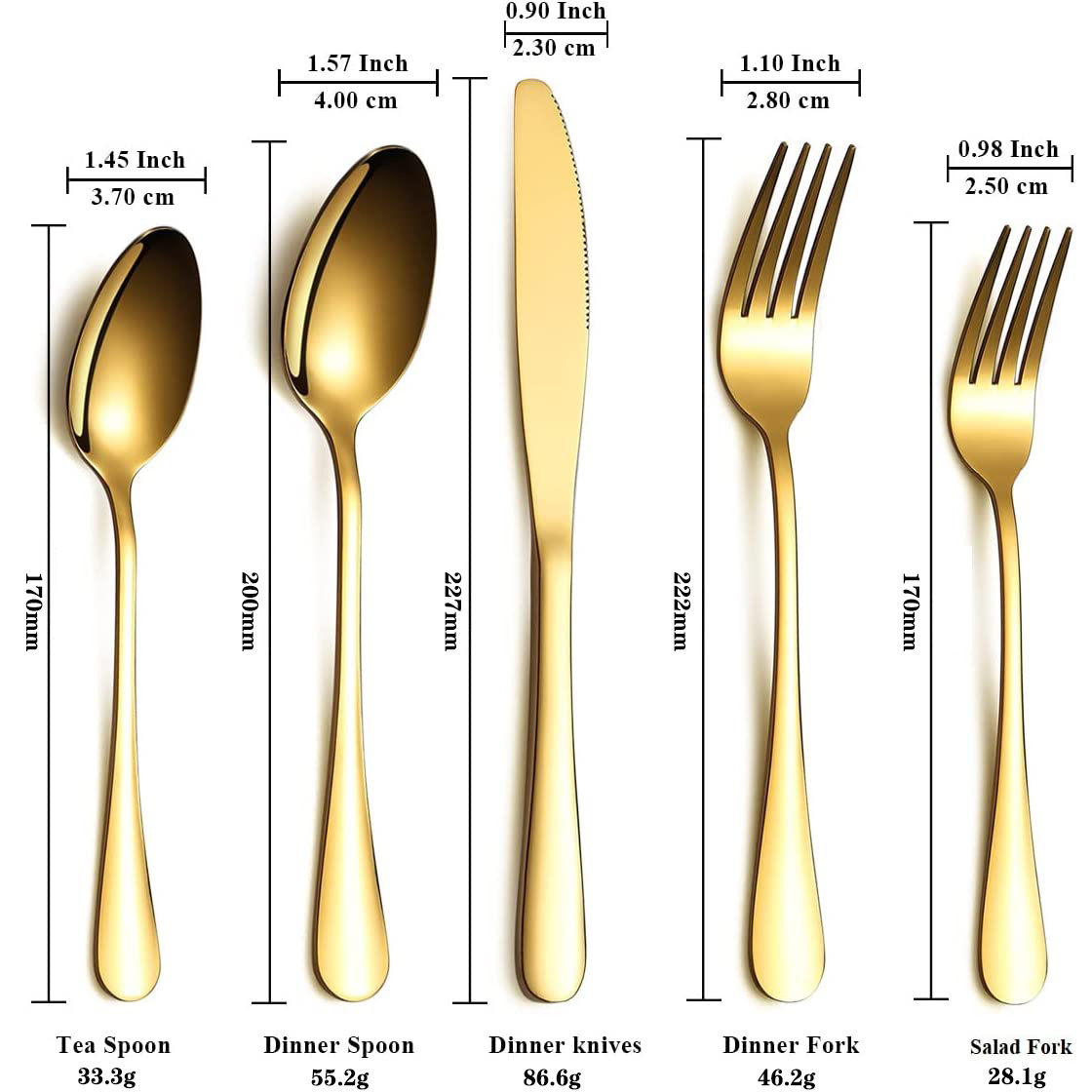 Household Wedding Metal Silverware Spoon And Fork Dining Cutlery Stainless Steel Gold Flatware Set