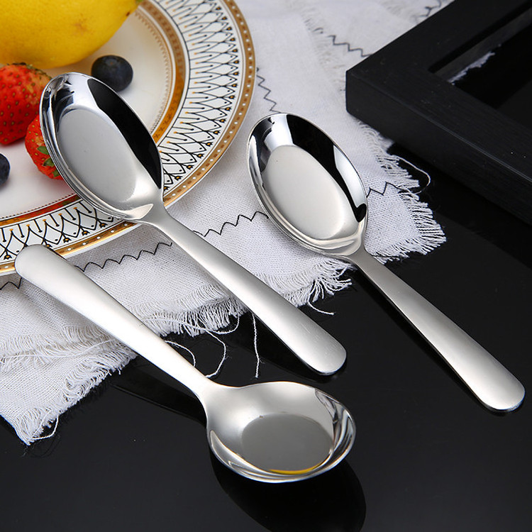 Wholesale high quality flatware customized logo silver scoop stainless steel 304 scoop with round handle