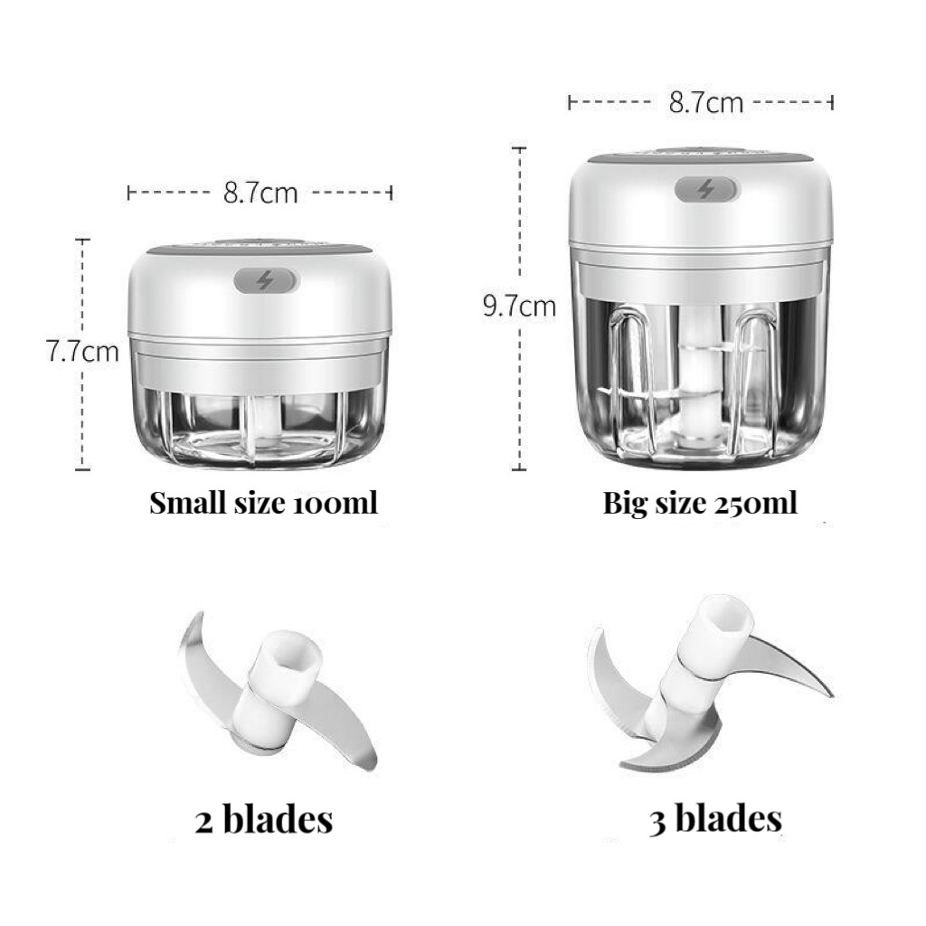 hot sell Kitchen accessory home use plastic kitchen mini 3 blades automatic meat grinder food garlic press chopper