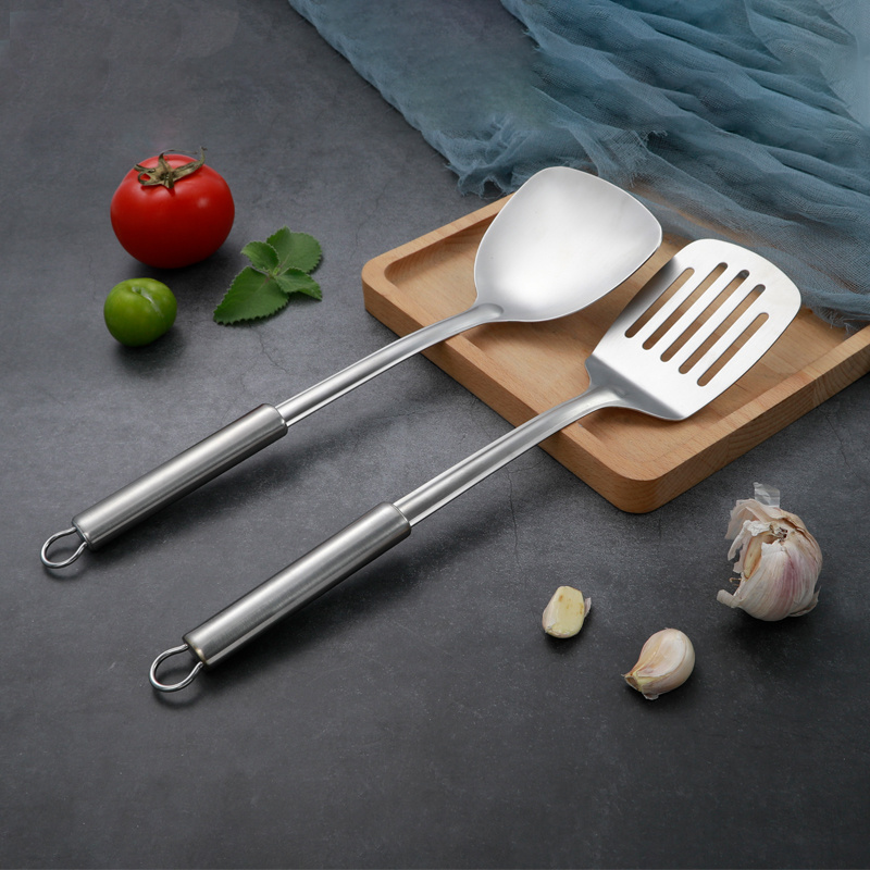 Factory 2023 Kitchen Utensil Set Spatula Stir Fry Leakage Shovel 304 Stainless Steel Cooking Tools With long Handle