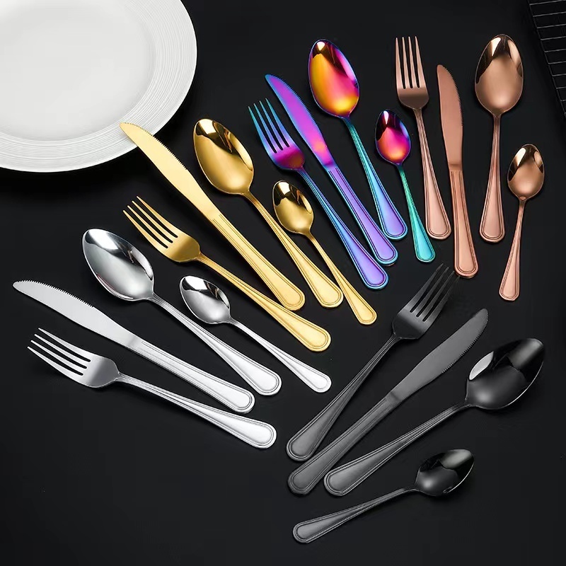 Hotel Set Stainless Steel Gold Spoon Restaurant Utensil Talheres Wedding Cutlery